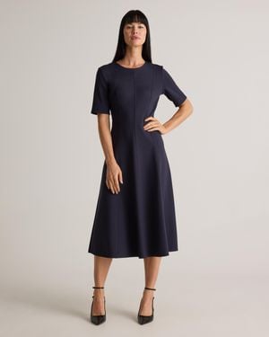 Quince Ultra-Stretch Ponte Short Sleeve Midi Dress, Rayon - Blue