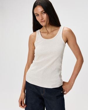 Quince Micro-Rib Scoop Neck Tank Top, Organic Cotton - White