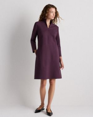 Quince Ultra-Stretch Ponte Split Neck Mini Dress, Rayon - Purple