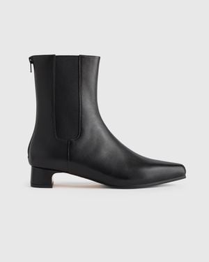 Quince Italian Leather Kitten Heel Ankle Boot - Black