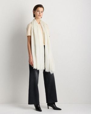 Quince Crystal Embellished Featherweight Cashmere Silk Wrap - Natural