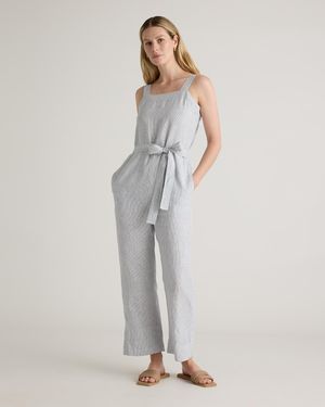 Quince 100% European Linen Square Neck Jumpsuit - White