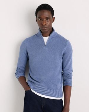 Quince Quarter-Zip Sweater, Organic Cotton - Blue