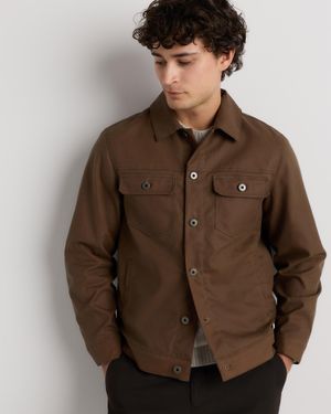 Quince Organic Waxed Canvas Trucker Jacket, Organic Cotton - Brown