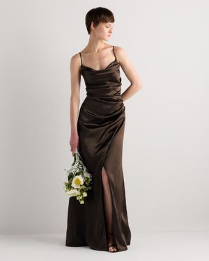 Quince Juliette Stretch Satin Dress, Recycled Polyester - Black