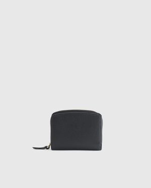 Quince Italian Pebbled Leather Compact Wallet, Italian Leather - White