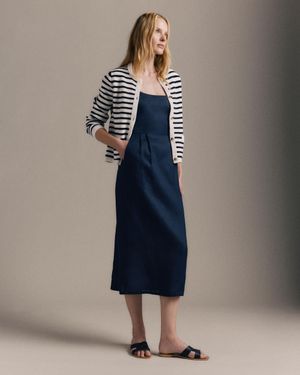 Quince 100% European Linen Fit & Flare Midi Dress in Gray | Lyst Quince 100% European Linen Fit & Flare Midi Dress in Gray | Lyst