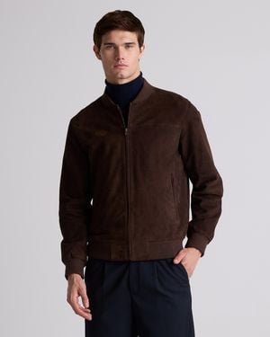 Quince 100% Suede Bomber Jacket, Suede Leather - Brown
