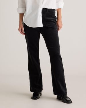 Quince Organic Stretch Corduroy Flare Pants, Organic Cotton - Black