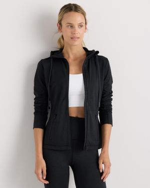 Quince Ultra-Soft Slim Fit Hooded Jacket, Polyester - Black