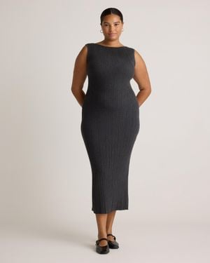Quince Cotton Cashmere Ribbed Sleeveless Midi Dress - Natural