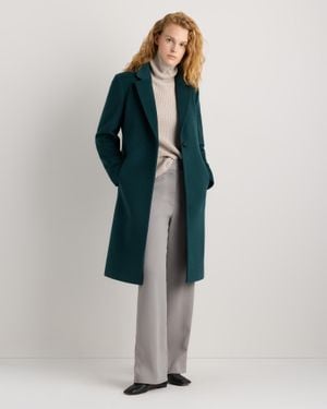 Quince Wool Cashmere Classic Single-Breasted Coat - Blue