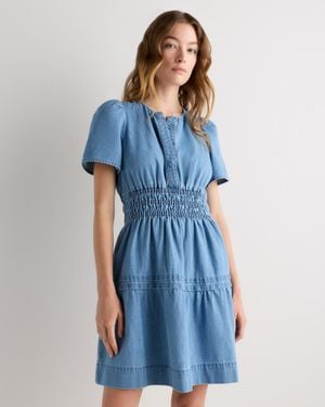 Quince Organic Denim Tiered Mini Dress, Cotton - Blue