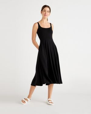 Quince Tencel Jersey Fit & Flare Dress - Black