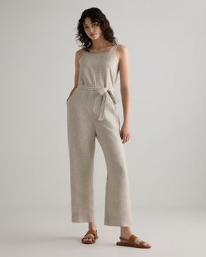 Quince 100% European Linen Square Neck Jumpsuit - Natural