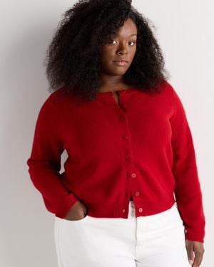 Quince Mongolian Cashmere Cropped Crew Cardigan - Red