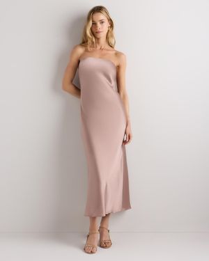 Quince Strapless Midi Dress, Mulberry Silk - Pink