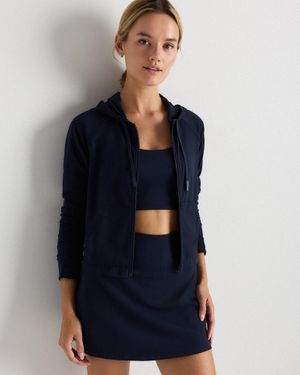 Quince Ultra-Form Hooded Crop Jacket, Nylon/Spandex - Blue
