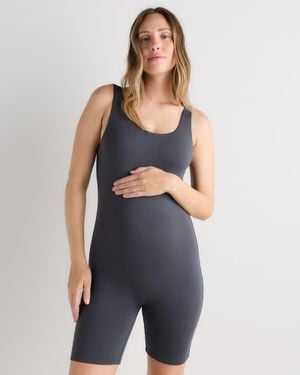 Quince Smooth Stretch Maternity Romper, Polyester - Blue