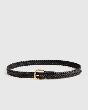 Quince Josie European Leather Braided Belt, Italian Leather - Black