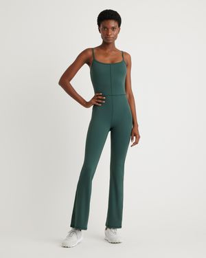 Quince Ultra-Form Kick Flare Jumpsuit, Nylon/Spandex - Green
