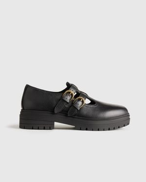 Quince Italian Leather Lug Sole Mary Jane - Black