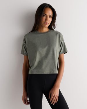 Quince Flowknit Breeze Boxy Cropped Tee, Recycled Polyester - Gray