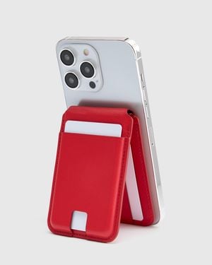Quince Leather Magsafe Wallet & Phone Stand, Italian Leather - Red