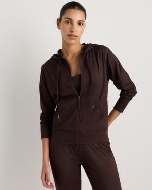 Quince Flowknit Full-Zip Hoodie, Recycled Polyester - Brown