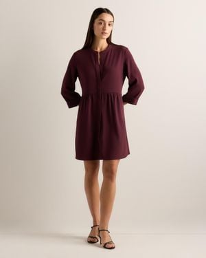 Quince Fluid Crepe Shirt Dress, Polyester - Red
