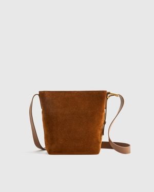 Quince Italian Suede Bucket Crossbody, Suede Leather - Brown