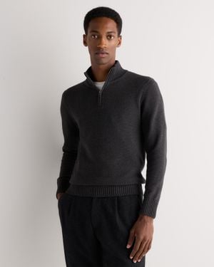 Quince Quarter-Zip Sweater, Organic Cotton - Black