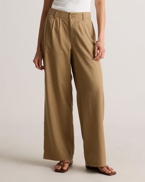Quince Drapey Twill Pleated Trouser, Tencel - Natural