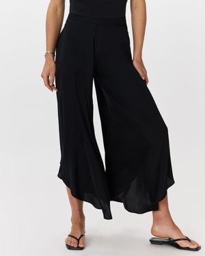 Quince Washable Stretch Silk Palazzo Pants, Mulberry Silk - Black