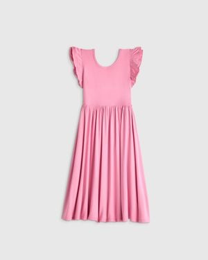Quince Bamboo Short Sleeve Flutter Twirl Dress - Pink