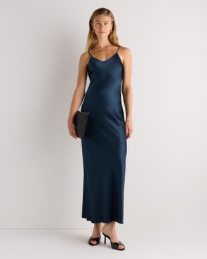 Quince Maxi Slip Dress, Mulberry Silk - Blue