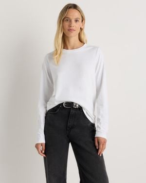 Quince Long Sleeve Swing Tee, Organic Cotton - White