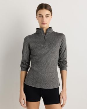 Quince Flowknit Quarter-Zip Pullover, Recycled Polyester - Gray