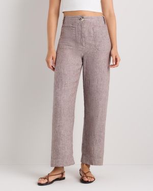 Quince 100% European Linen Patch Pocket Wide Leg Pants - Pink