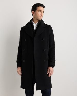 Quince Wool Cashmere Double-Breasted Officer Topcoat - Black