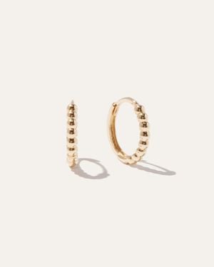 Quince 14K Beaded Hoop Earrings - Metallic
