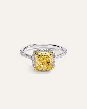 Quince 14K Lab Grown Diamond Cushion Halo Engagement Ring 3Ct - Metallic
