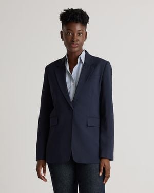 Quince Italian Wool Long Blazer - Blue