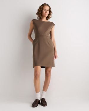 Quince Ultra-Stretch Ponte Cap Sleeve Dress, Rayon - Brown