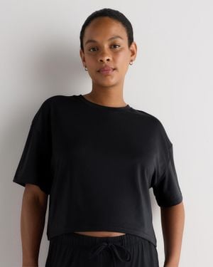 Quince Smooth Stretch Maternity Cropped Lounge Tee, Polyester - Black