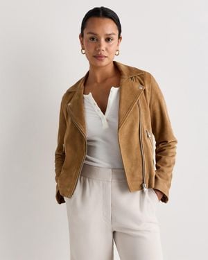Quince 100% Suede Biker Jacket, Leather - Brown