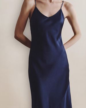 Quince Maxi Slip Dress, Mulberry Silk - Blue