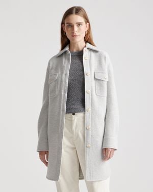 Quince 100% Merino Wool Long Shirt Jacket - White