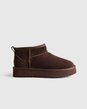 Quince Australian Shearling Platform Mini Boot, Suede Leather - Brown