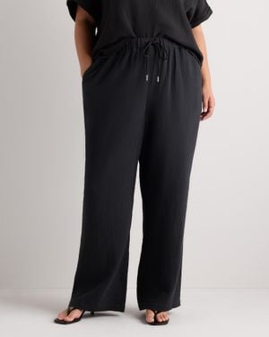Quince Gauze Straight Leg Pants, Organic Cotton - Black